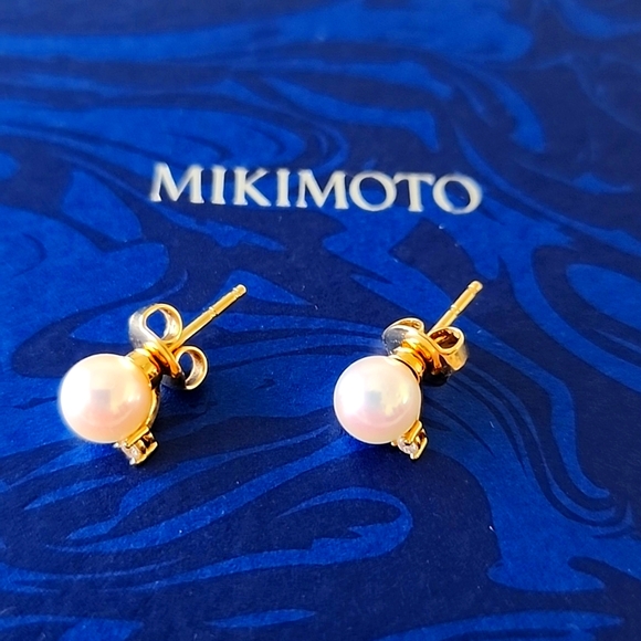 Mikimoto Akoya Pearl Diamond Earrings - Picture 6 of 10